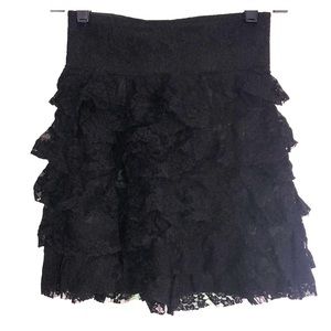 Black Ruffled Lace Skirt